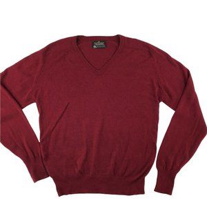 Vintage USA  Mens Sweater v-neck Red Wool Puritan Academia 80s Rustic Golf soft